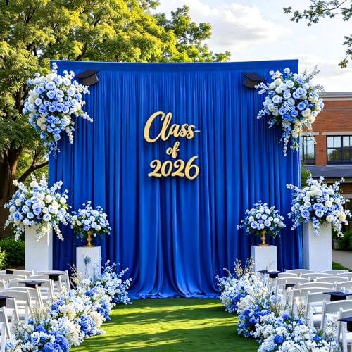 Gallety Royal Blue Backdrop Curtain for Wedding, Photo Backdrop Curtain for Bridal Shower Decorations - 10FT x 10FT Stage Curtains for Graduation Dances,Birthday Party,Holiday Celebration - color: Royal Blue, size: W5' x H10'(2 panels)