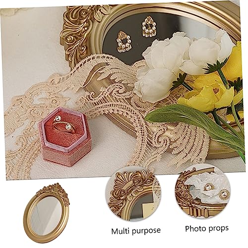 1pc Retro Decorative Mirror Tray Elegant Storage Makeup Home Photo Prop Accent for