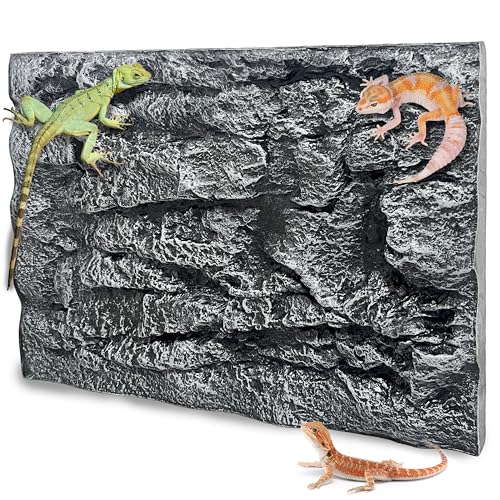 23.6x17.7in Rock Terrarium Background,3D Reptile Tank Background Board,Amphibian Stereo Backdrop Wall,Lizard Snake Gecko Spider Turtle Fish pet silo Background Decorative Panel(Grey) - color: grey 1P Big