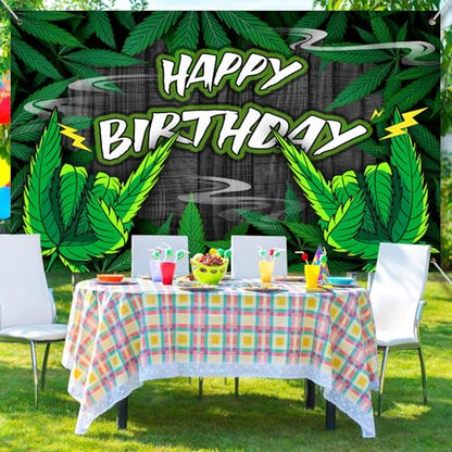 Green Leaves Birthday Backdrop Cool Green Plant Leaves Photography Background Natural Plants Grass Jungle Theme Decor Banner Portrait Photo Booth Studio Props 9x6ft FU052YL - size: 9x6ft