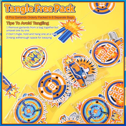 Xinnun Dart Battle Party Decorations Wars Garlands Banners Bullet Target Gun Theme Banner Cutouts Ribbon Streamers for Dart Battle Birthday Party Supplies Favors - style: Dart