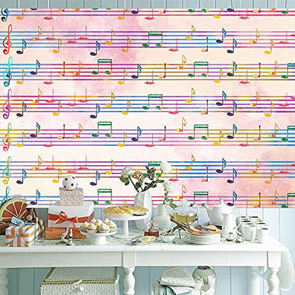 7x5FT Pink Theme Music Notes Backdrop Colourful Music Notation Photography Background for Newborn Girl Baby Shower 1st Birthday Senior Pictures Party Decorations Photo Booth Props Supplies - size: 7x5ft