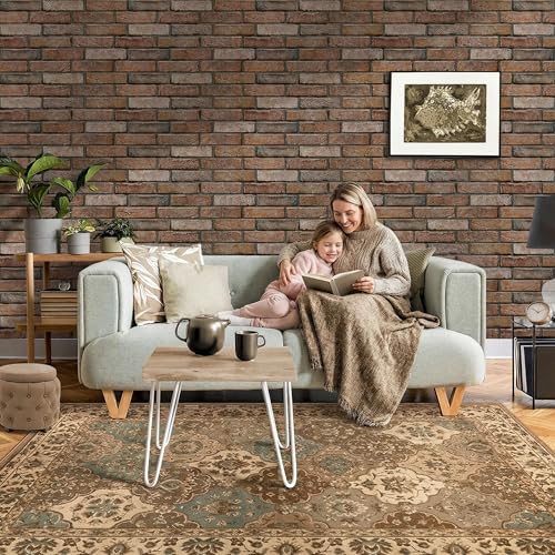 COMSTICKC 3D Brown Faux Brick Wall Panel Peel and Stick Wall Covering, 12 Pcs of 22.8" x 11.8", Not Real Brick, UrltraLight PVC Self Adhesive Brick Decorative Tile Interior, Covers 22.48 sq.ft - color: Reddish-Brown