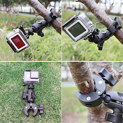 Taisioner Super Camera Clamp Mount Double Socket Arm 1/4"-20 Ball Head Adapter Gopro Accessories Suitable for GoPro AKASO DJI Action Insta360 or DSLR Digital Camera Monitor/LED Lights/ - size: 2.4"super clamp