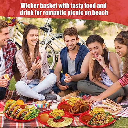 Umigy 100 Pcs 10 Inch 3 Compartments Divided Plastic Plates Bulk Colorful Disposable Heavy Duty Round Dinnerware for Valentine Wedding Birthday Party(Red) - color: Red