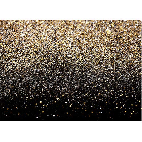 Black and Gold Backdrop Gold Spots Backdrop Vinyl Photography Backdrop Vintage Background for Family Birthday Party Newborn Studio Props 11547(8x6FT) - size: 8x6FT