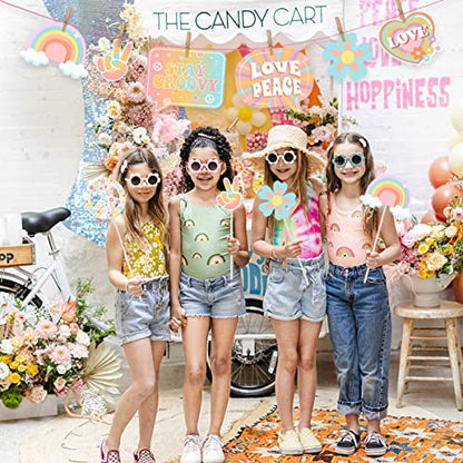 Cheereveal Groovy Party Decorations - 30 Pcs Groovy Photo Booth Props, Retro Boho Girl Party Supplies, Hippie Party Decorations for Baby Shower Birthday