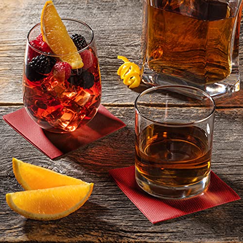 AH AMERICAN HOMESTEAD Paper Cocktail Napkins - Linen-Like Disposable Beverage Bar Napkins 4.75" x 4.75" - Bulk Square Napkins - Ideal for Party or Wedding (Burgundy -100 Count) - color: Burgundy, size: 4.75 x 4.75