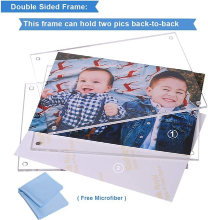 11x14 Acrylic Picture Frame,Clear Double Sided Magnetic Photo Frames With Stand,Minimalist Frameless Floating Frame for Artwork Poster Degree Diploma,Lovely Gift for Family, Friend - size: 11x14"-1