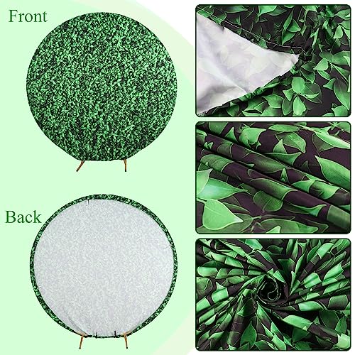 Laeacco Green Leaves Round Backdrop 4x4FT Greenery Circle Photography Backdrop Green Grass Ivy Wall Newborn Baby Shower Birthday Party Decoration Banner Bridal Shower Wedding Photo Studio Props - size: 4FT