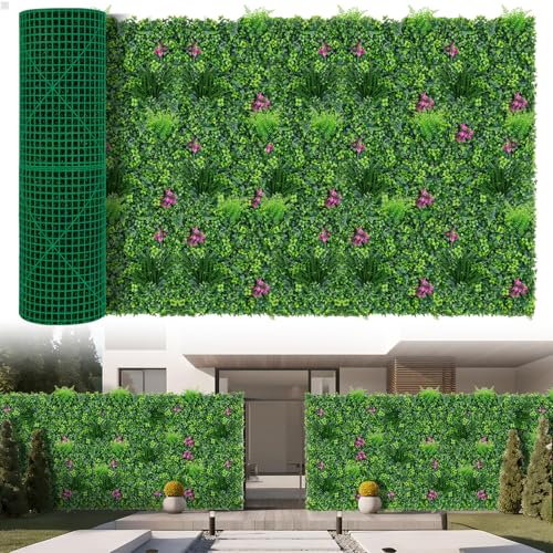 Yangrass Artificial Boxwood Wall Roll, 40"x120" (33.33 sqft) Grass Wall Panels with Mint Plant Leaves, Greenery Backdrop Privacy Screen with UV Protection, Green Grass Wall for Indoor Outdoor Decor - color: Mint Leaves, size: 40x120 in 1pcs