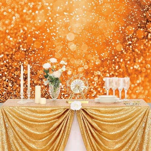 15x10ft Orange Glitters Backdrop Dreamy Warm Light Spot Sparkles Photography Background Wallpaper Decor Thanksgiving Baby Shower Birthday Party for New Baby Kids Portrait Studio Props - size: 15x10ft