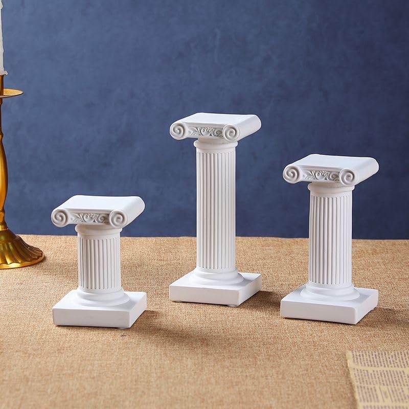 Mini Nordic Resin Roman Column, Greek Sculptural Angel Display, Photo Props, Candle Holder, Sketching Art Teaching Tools (Ionic C (White) - 15.5cm) - color: Ionic C (White) - 15.5cm