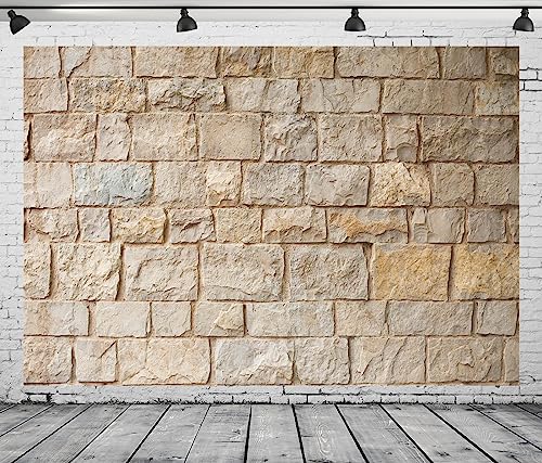 7x5ft Fabric Stone Wall Backdrop Ancient Rock Photography Background Brick Stone Wall Textured Backdrops Home Garden Wallpaper Birthday Party Cake Table Decor Photo Props - size: 7x5FT