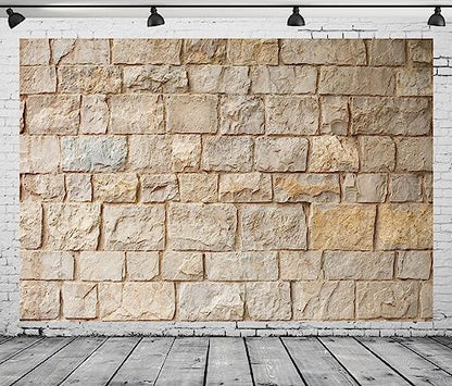 7x5ft Fabric Stone Wall Backdrop Ancient Rock Photography Background Brick Stone Wall Textured Backdrops Home Garden Wallpaper Birthday Party Cake Table Decor Photo Props - size: 7x5FT