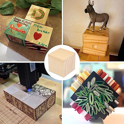 GNIEMCKIN 10 Packs Wooden Blocks for Crafts, 3.15 Inch Pine Wood Cubes, Wooden Cubes for Paint, Stamp, Decorate, DIY Projects and Personalized Gifts - size: 10 Packs 3.15 Inch