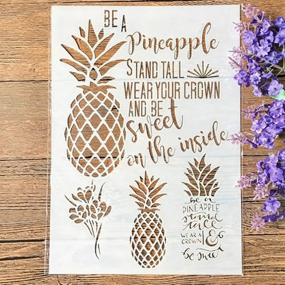TIAMECH A4 Reusable Pineapple Stencil for Painting - Be a Pineapple Layering Template, DIY Wall Art, Wood Furniture, Scrapbook & Crafts (8.3x11.7inch) - style: Pineapple