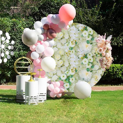 6.5x6.5ft Floral Wedding Party Round Backdrop Cover - Light Yellow Flowers and Leaves Circle Wall With Greenery - Mr and Mrs Bridal Shower Photography Background - color: Yellow Green, size: 6.5x6.5ft-Diameter