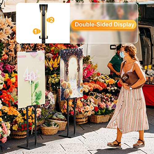 WHAUU 2Pack Sign Holder Display Stand,Heavy Duty Adjustable Pedestal Sign Stand Up to 75 inch,Double-Sided for Board & Foam,Sign Stand with Base,Fit Wedding,Restaurant,Business(Poster not Included) - size: 75 inch-2PACK