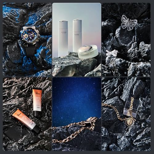 Large 3D Photography Background Board Stereoscopic Imitation Rock Texture Photo Background Waterproof Reusable Photo Backdrops for Product Food Jewelry Cosmetics Props 24x18IN - color: black