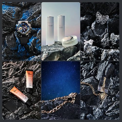Large 3D Photography Background Board Stereoscopic Imitation Rock Texture Photo Background Waterproof Reusable Photo Backdrops for Product Food Jewelry Cosmetics Props 24x18IN - color: black