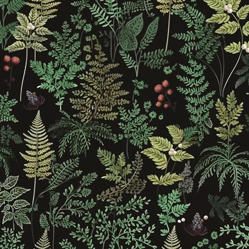 Dark Green Wallpaper Peel and Stick,Modern Botanical and Jungle Leaf 17.5"x 118"Contact Paper,Tropical Greenery Fern Wall Paper For Bathroom Bedroom Vinyl Waterproof Removable Dorm Renter Friendly - color: Green Forest, size: 17.5" x 118"