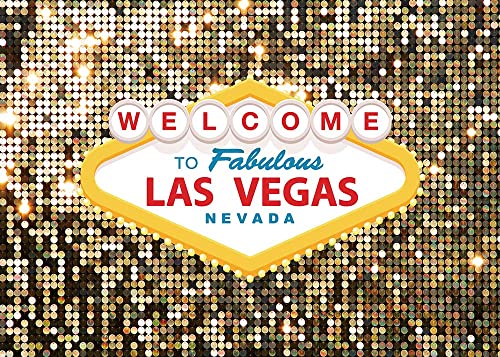 8x6ft Polyester Welcome to Las Vegas Photography Backdrops Fabulous Casino Poker Movie Themed Vintage Costume Dress-up Birthday Prom Ceremony Photo Background Studio Booth Props Supplies - size: 8x6 FT