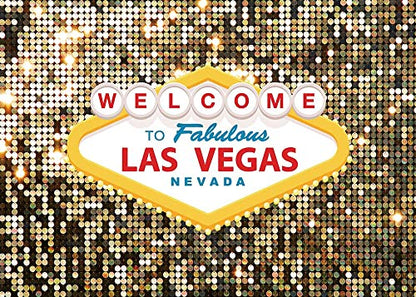 8x6ft Polyester Welcome to Las Vegas Photography Backdrops Fabulous Casino Poker Movie Themed Vintage Costume Dress-up Birthday Prom Ceremony Photo Background Studio Booth Props Supplies - size: 8x6 FT