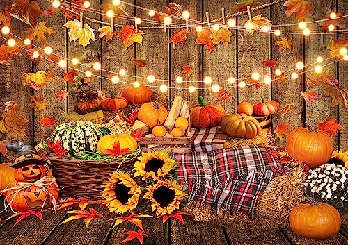 Avezano Fall Pumpkin Photography Backdrop Autumn Harvest Thanksgiving Wood Background Sunflower Hay Baby Shower Party Decorations Photo Booth Prop (10x7ft, 118x83inch) - size: 10x7ft, 118x83inch