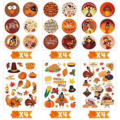 Joy Bang 300 PCS Thanksgiving Stickers for Kids, 24 Sheets Happy Thanksgiving Fall Sticker Turkey Stickers Crafts for Kids, Friendsgiving Party Favors Supplies Games Activities Gifts - style: Thanksgiving