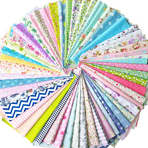 flic-flac 25pcs 10 x 10 inches (25cmx25cm) Cotton Fabric Squares Quilting Sewing Floral Precut Fabric Square Sheets for Craft Patchwork (25pcs 25cm*25cm) - size: 25pcs 25cm*25cm