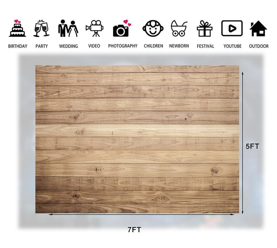 7x5ft Wood Backdrop for Photography Rustic Natural Wooden Floor Photo Background Newborn Baby Photoshoot Portrait Studio Props 254 - size: 07x5ft