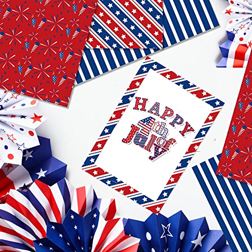 VIVIQUEN Patriotic American Flag Double-Sided Paper, 12 Inches, American National Day Textured Scrapbook Paper Craft Paper for DIY Background Card Making Scrapbook Photo Album Decorations, 24 Packs