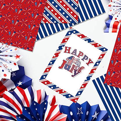 VIVIQUEN Patriotic American Flag Double-Sided Paper, 12 Inches, American National Day Textured Scrapbook Paper Craft Paper for DIY Background Card Making Scrapbook Photo Album Decorations, 24 Packs