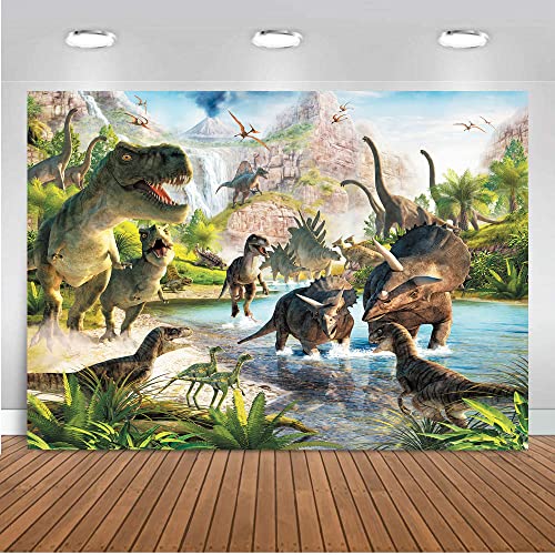 10X8FT Dinosaur Photography Background Dinosaur Party Banner 3D Kids Birthday Decoration Dinosaur Party Backdrops DH-203 Green