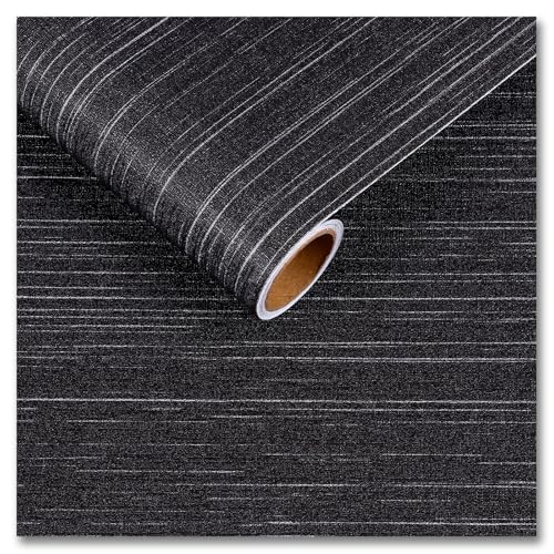 CRE8TIVE Black Grasscloth Peel and Stick Wallpaper Textured Woven Linen Fabric Black Contact Paper for Walls Self Adhesive Removable Faux Grass Cloth Wallpaper for Bedroom Countertops Cabinets 12"x80" - color: Black, size: 12" x 80"