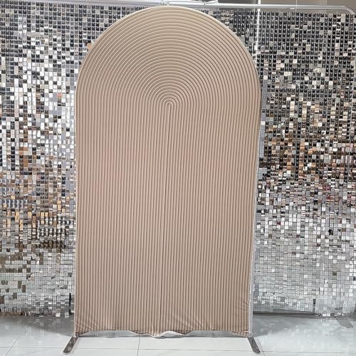 Light Tan Ripples Pattern Arch Backdrop Cover for Birthday Party Wedding Baby Shower Decorations Chiara Backdrops Arched Wall Frame Stands Covers Props GP-454 4ft * 7ft - color: GP-454-Arch Cover, size: W4ft by H7ft (120cm by 210cm)