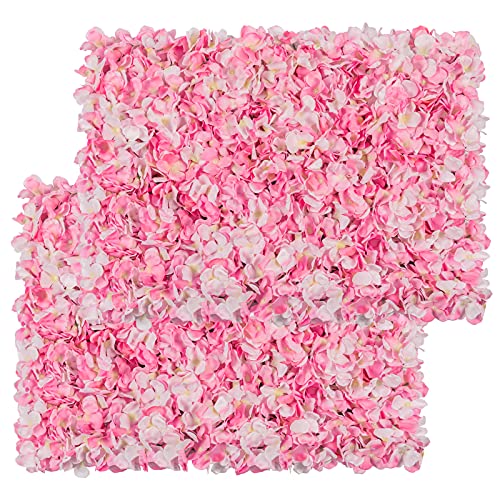 Flower Wall Panel Set, U'Artliens Artificial Wall Flower Backdrop 24x16 Inch 3D Silk Hydrangea Rose Floral Panel for Photo Background Home Party Wedding Backdrop Decoration (2pcs, Pink) - color: Pink, size: 2pcs