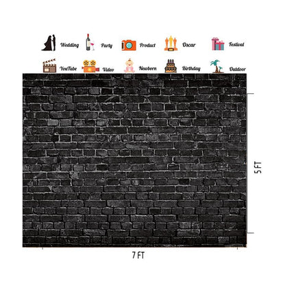 CHAIYA 7x5FT Black Brick Photography Backdrop - Baby Shower, Birthday Party Decoration - Newborn Baby Photoshoot Prop - size: 7′x5′