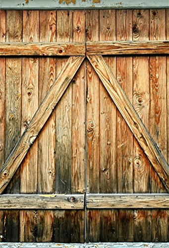 Laeacco 5x7ft Wood Backdrop Photography Background Barn Wooden Door Texture Rustic Grunge Countryside Background Portrait Studio Photoshoot Prop Favors Newborn Kids Baby Shower Children Birthday Party