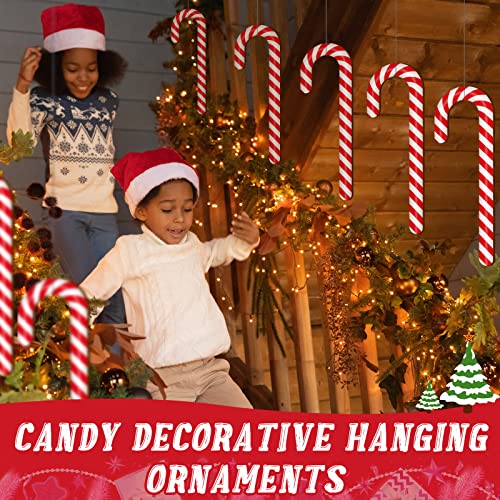 Large Size 8 Pcs 11.8 Inch Christmas Large Candy Canes for Tree Decorations Red and White Giant Candy Cane Props Bulk Xmas Hanging Ornaments Rustic Wood Flat for Party Supplies DIY Crafts Photoshoot - size: 11.8 Inch