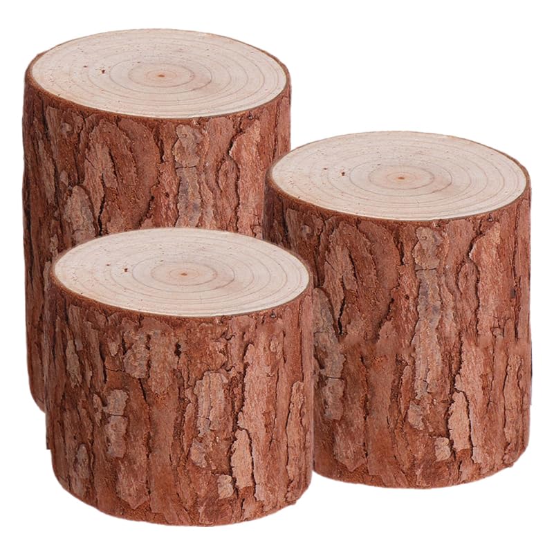 Wooden Pile Ornaments 3.94 Inch Cedarwood Small Tree Stump Stand Rustic Wood Stump Decor for Photography Props DIY Decoration and Display Base