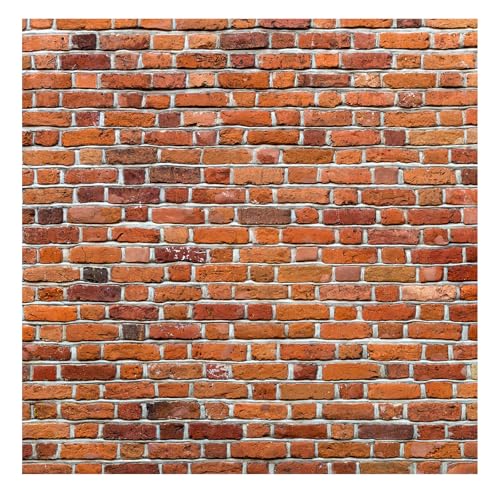 VitalCozy 8x8ft Christmas Red Brick Wall Backdrop for Photoshoot Polyester Fabric Brick Backdrop Background Wallpaper for Fireplace Home Decoration Newborn Birthday Wedding Party - size: 8 x 8 ft