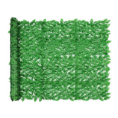 Windscreen4less 4'x2' Faux Leaf Privacy Fence Screen Artificial Laurel Leaves Fence Cover Wall Decoration for Patio Porch Deck Balcony Yard Indoor Outdoor (Light Green) - color: Laurel Leaf-Light Green, size: 4' x 2'