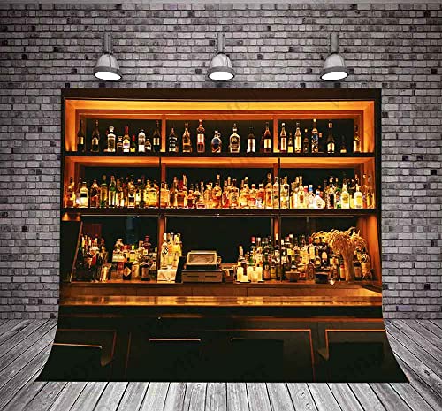 Bar Backdrops for Photography Vinyl 8x8FT Schnapps Wine Dinks Alcohol Cafe Restaurant Drink Shelf Photo Backgrounds Wall Paper Room Mural Props BJLSPH1943 - size: 8x8ft