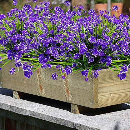 Grunyia 10 Bundles Artificial Daffodil Outdoors Flowers (Blue) - color: Blue-daffodil