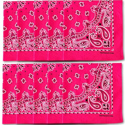 The Peacock Crew Premium Soft Cotton Bandanas Pack for Men and Women Paisley 22 x 22 inches - color: Pack of 10 Girly Pink