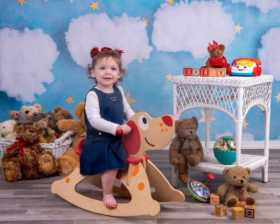 Kate 7x5ft White Clouds Backdrop Blue Sky Video Backdrop Star Photography Backdrop Birthday Backgrounds Newborn Photography Prop
