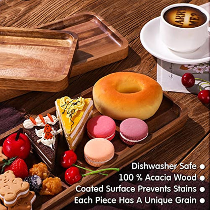 Roowest 5 Pack Solid Acacia Wood Serving Trays for Laser Engraving Rectangular Wooden Board for Food Appetizer Serving Tray Plates for Vegetables Fruit Cheese Housewarming Gifts(16 x 6.5 Inch) - size: 16 x 6.5 Inch