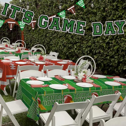 Gatherfun 2-Pack Football Decorations – Touchdown Tablecloth Set, 54x108 Disposable Plastic Covers for Game Party, Birthday Party & Football-Themed Favors - style: 2 FOOTBALL
